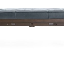 Nash Leather Small Tufted Bench with Tray (Crate & Barrel)