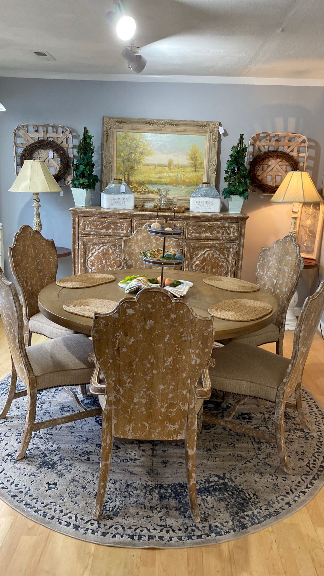 Beautiful breakfast table / dinning room table with buffet