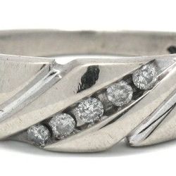 Mens 14K White Gold/Diamond Band
