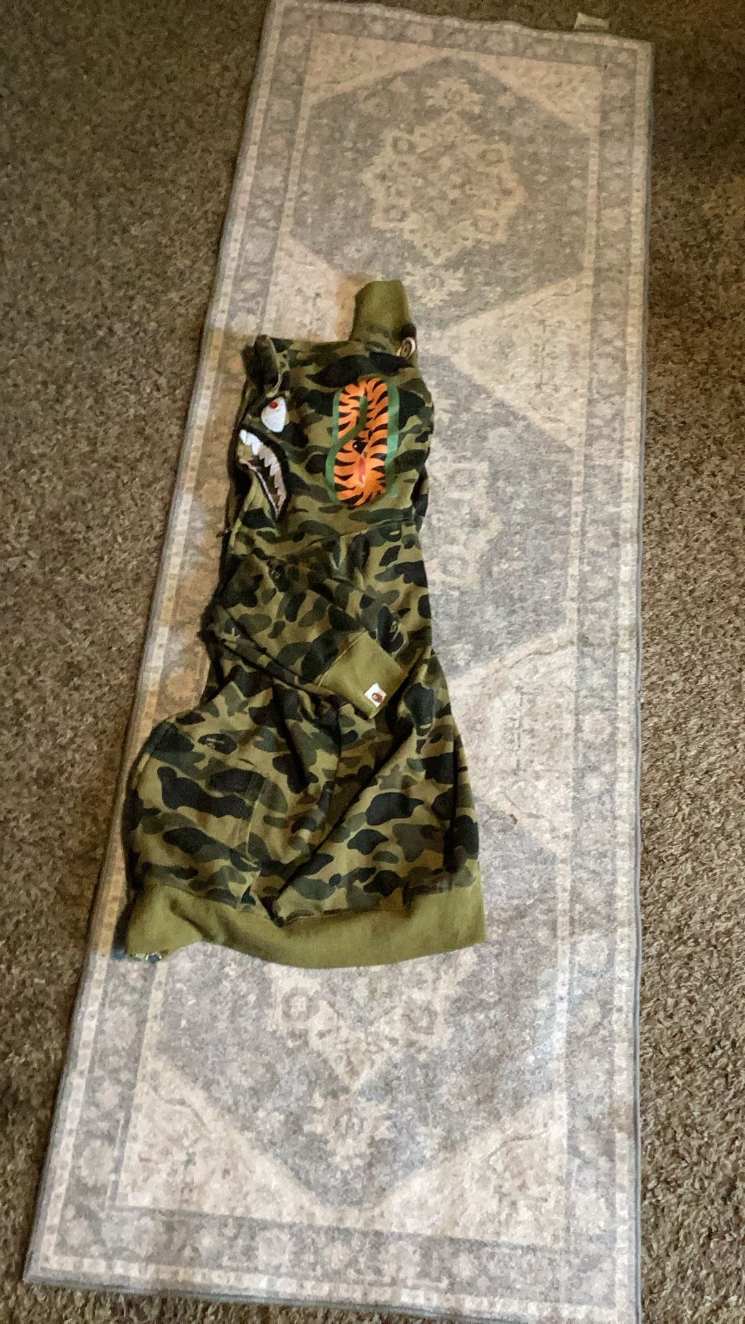 Bape Hoodie Green Camo Size S