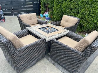 Costco outdoor with Sunbrella cushions fire pit included