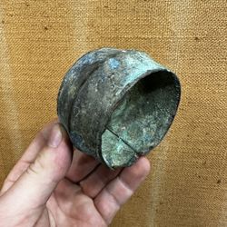 Antique African Bronze Slave Ankle Bracelet Forged Onto A Woman's Leg 2-300 Year