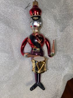 CHRISTOPHER RADKO? A GIRL DRUMMER ITALIAN glass Christmas ornament