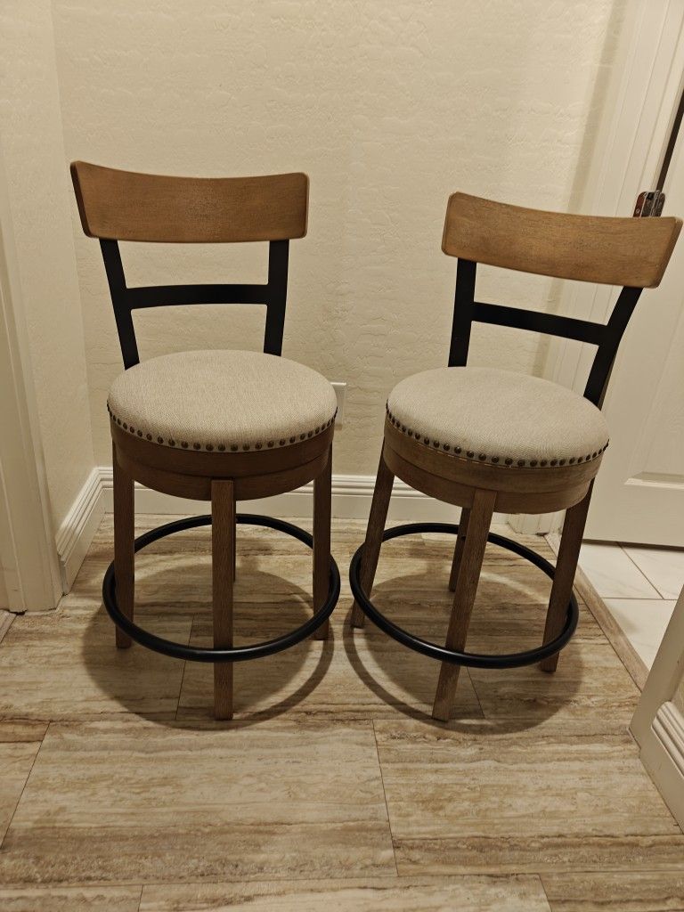 2, Swivel, Ball And Cast Counter Height Stools