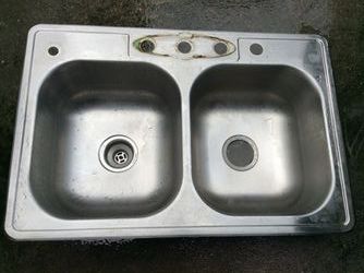 Kitchen Sink Stainless over the top dual 8”deep 22”x33”