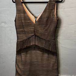 BCBG Maxazria Womens Sven Sleeveless V Neck Black Nude Peplum Dress - Size M