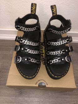 Dr Martens Blaire 2 II Quad Chain PATENT LAMPER Chunky Y2K Platform Sandals US 5