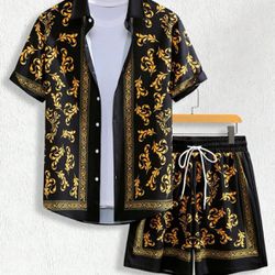 Versace Style Short And Shirt Set 