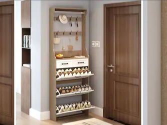 Modern Hall Tree with Shoe Storage Cabinet