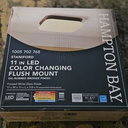 Hampton Bay Staniford 11 In LED Color Changing Flush Mount Oil Rubbed Bronze Finish