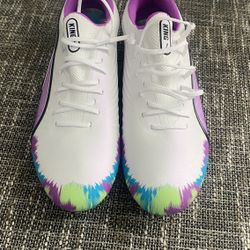 Puma King Ultimate FG/AG White Tie Dye Brilliance Soccer Cleats Shoes, Size 7.5
