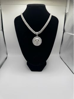 S925 silver moissanite cuban chain with silver moissanite pendant VVS1 certified