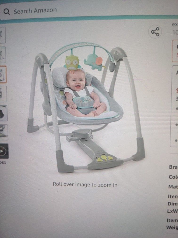 Ingenuity 5 Speed Portable Baby Swing New In Box