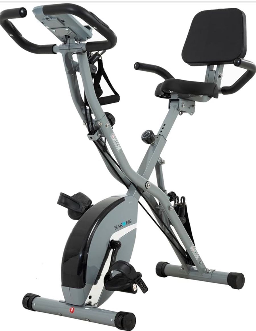 Get fit at home with this BARWING 5-in-1 Stationary Exercise Bike! ✅ 16-level magnetic resistance for all fitness levels ✅ Adjustable seat & backrest