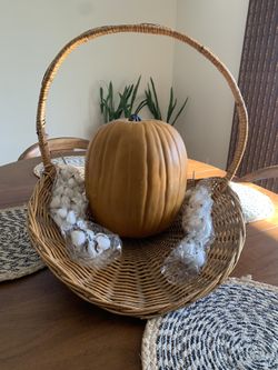 Extra Large Vintage French Country Garden Wicker Gathering Basket