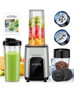 KOIOS Smoothies Blender, 900W Personal Blender and Grinder Combo for Kitchen, Smoothies Maker with 3 Non-BPA Portable Blender Cup for Baby Food, Beans