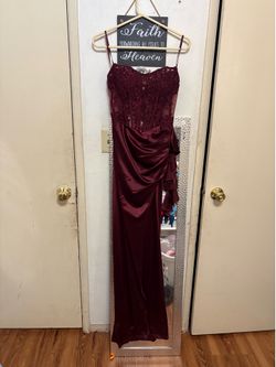 Windsor satin long dress w/slit