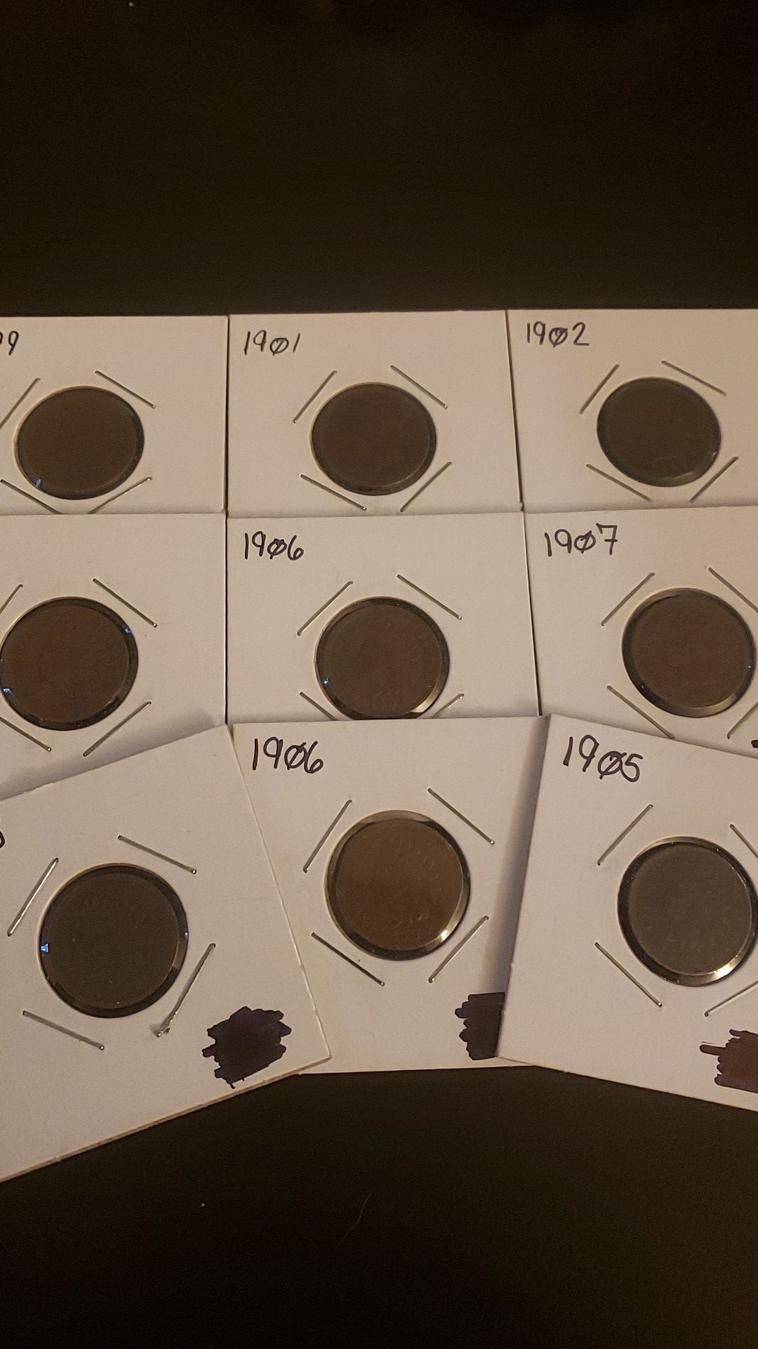 9 Indiana head pennies