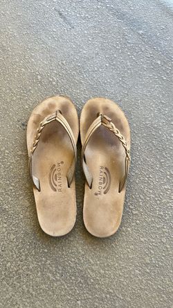 Rainbow Leather Flip Flops Sandals