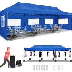 COBIZI 10x30 Heavy Duty Pop up Canopy with 8 sidewalls Stable Wedding Outdoor Tents for Parties Canopy Pop Up Party Tent UPF 50+ Waterproof Commercial