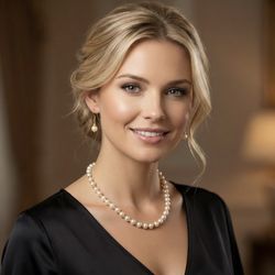 GIA Appraised 9–9.5mm Pearl Necklace 18K Gold & 0.72ct Diamond Beads w/Earrings