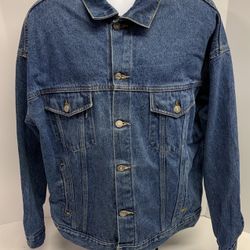 Vintage Union Made USA Embossed Eagle Jean Denim Jacket Trucker Biker Size XL