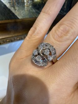 14K White Gold Natural Diamonds Gorgeous Cocktail Ring