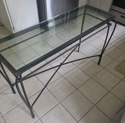 Elegant Black Metal & Glass Console Table – Modern Design
