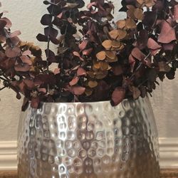Silver vase with eucalyptus 