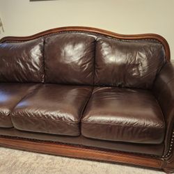 American Signature Genuine Leather Sofa, Loveseat & Chair Set