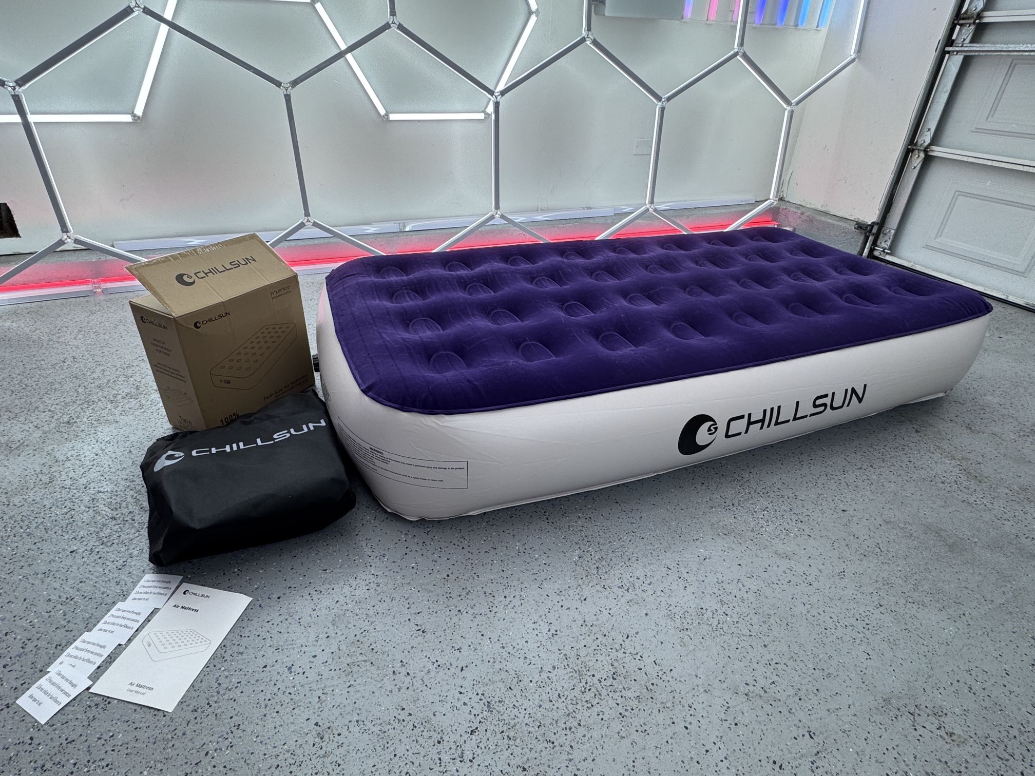 Brand New CHILLSUN Twin Air Mattress with Built-in Pump-2 Mins Quick Inflate/Deflate Double Height Blow Up Mattress for Camping,Home & Portable Travel