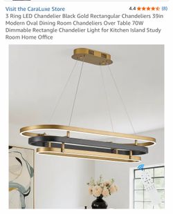 CaraLuxe LED 3-Ring Rectangular Chandelier