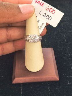 Diamond Cluster Cocktail Ring Silver Tone