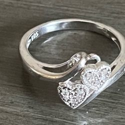 Diamond Double Heart Size 7 Ring