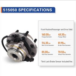 515050 Front Wheel Hub Bearing Assembly Compatible with 2002-2005 Ford Explorer, 2003-2005 Lincoln Aviator, 2002-2005 Mercury Mountaineer 5 Lugs W/ABS