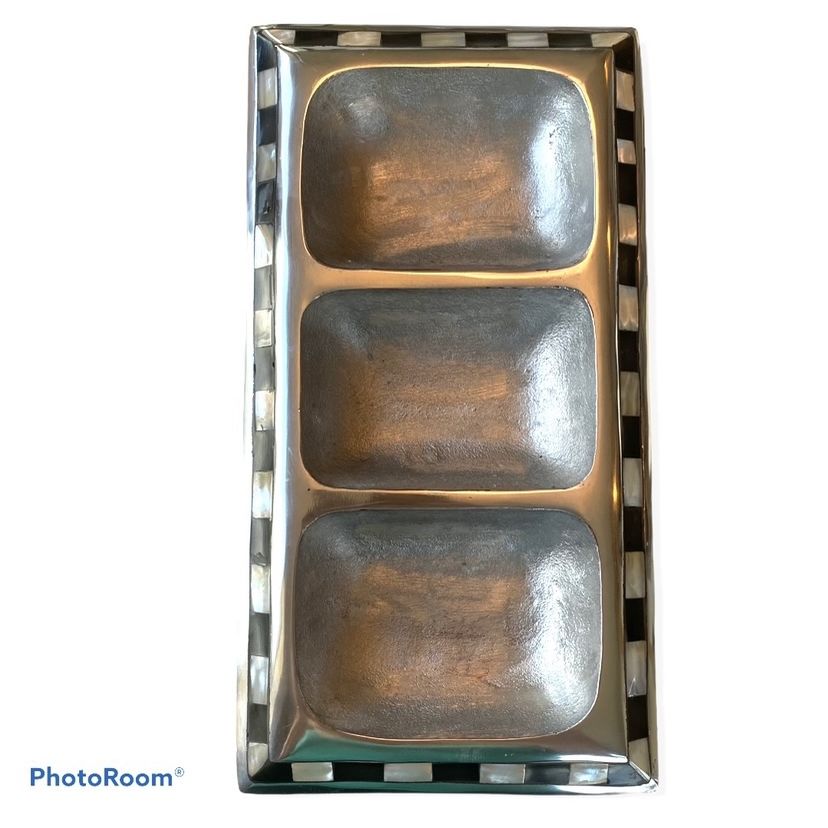 JULIA KNIGHT Tray Silver Metal 3 Compartments