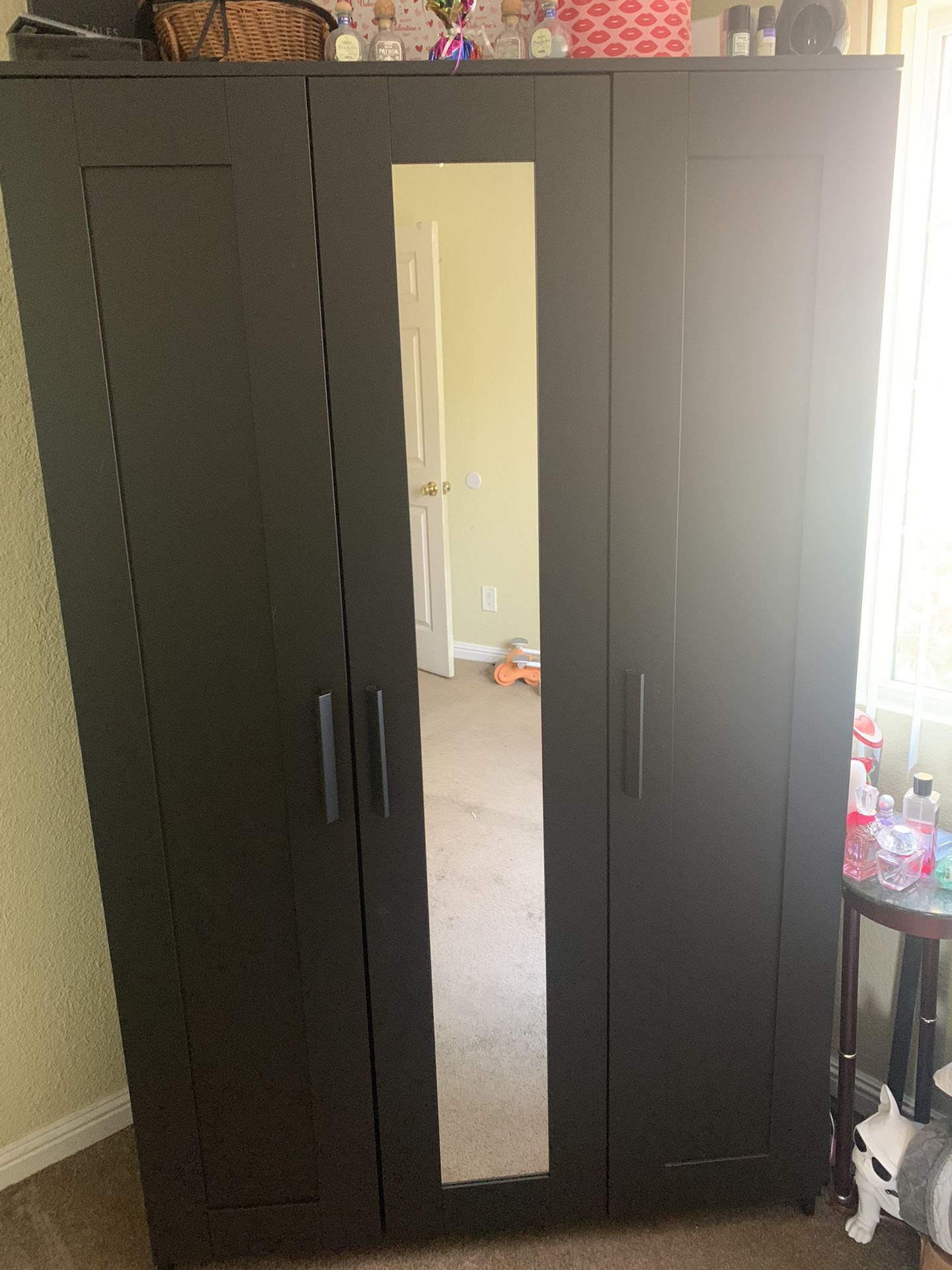 IKEA Black Mirror Wardrobe Armoire