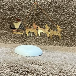 1988 Hallmark Shiny Sleigh Brass Christmas Ornament