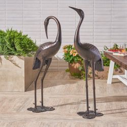 Garden Decor Metal Cranes Statues I#1495