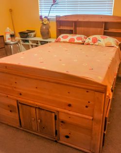 Captains queen Bed- Solid Wood framing