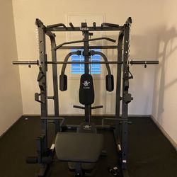 SMITH MACHINE/ PULLEY SYSTEM/ SQUAT RACK/ ADJUSTABLE BENCH/ BARBELL/ OLYMPIC BUMPER PLATES/ GYM EQUIPMENT/ FREE DELIVERY 🚚 