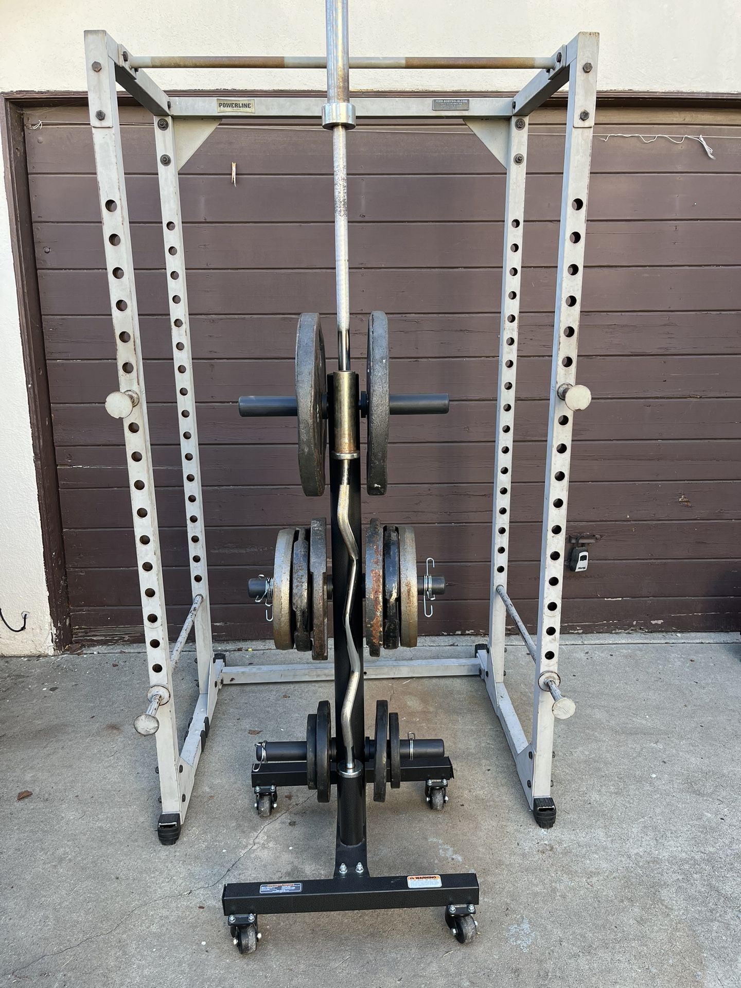 Squat Rack, Olympic Barbell, Curl bar, 2x 45 35 25 25 10 5 Rep Fitness Weight Tree 