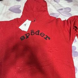 Red OG Rhinestone Spider Hoodie
