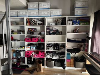 FREE: 4 White Bookcases — Must Disassemble/Unanchor From Wall & Haul