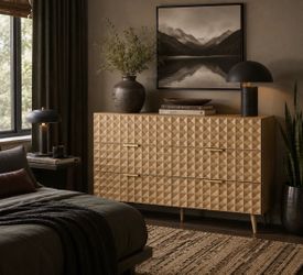 Diamond-Textured Statement Dresser, 6 drawers chest I-12
