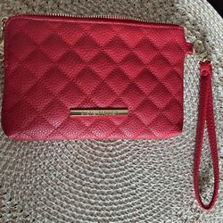 Steve Madden Red quilted design Wristlet