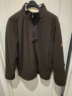 Men's Brown Quarter-Zip Fleece Pullover