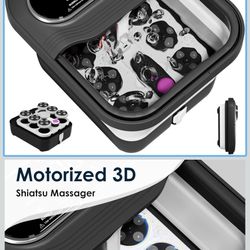 Ranjova Collapsible Foot Spa Electric Rotary Massage, Foot Bath with Heat, Bubble,Temp Control, and 24 Motorized Shiatsu Massage Balls, Pedicure Foot 