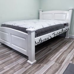 White Full Bed With Mattress 