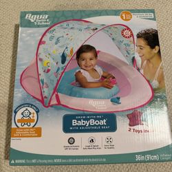 Aqua Swim School Grow-with-Me Baby Pool Float Boat for Infants, Pink Mermaid, 2 Toys Included